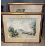 Three Large Watercolours In Gilt Frames Signed