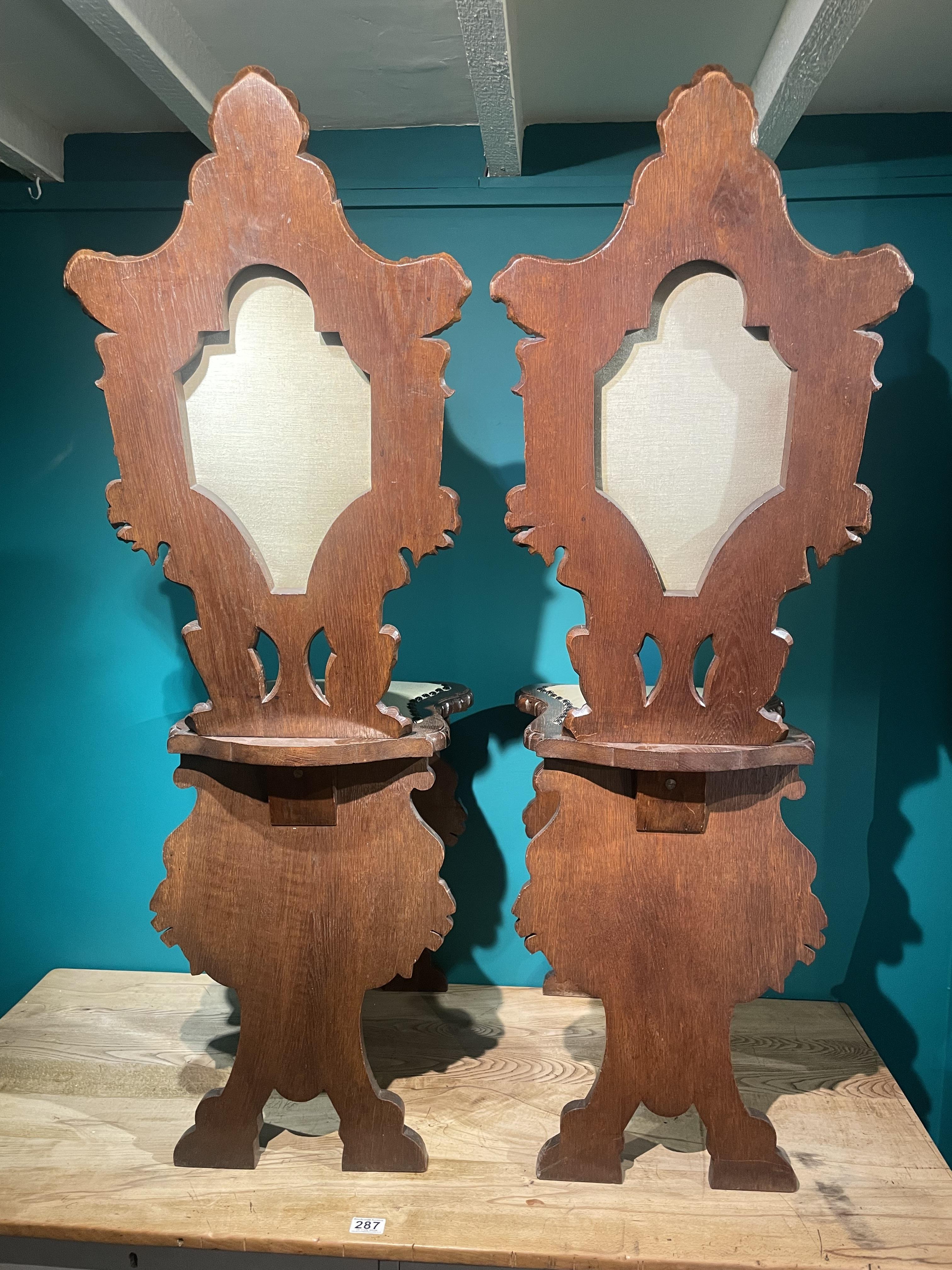 A Pair Of Continental Sgabello Chairs, Heavily Carved With Grotesques And Cherubs. - Image 4 of 7