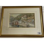Watercolour By Thomas Henry Victor 1894 -1980 Of The Harbour At Lynmouth