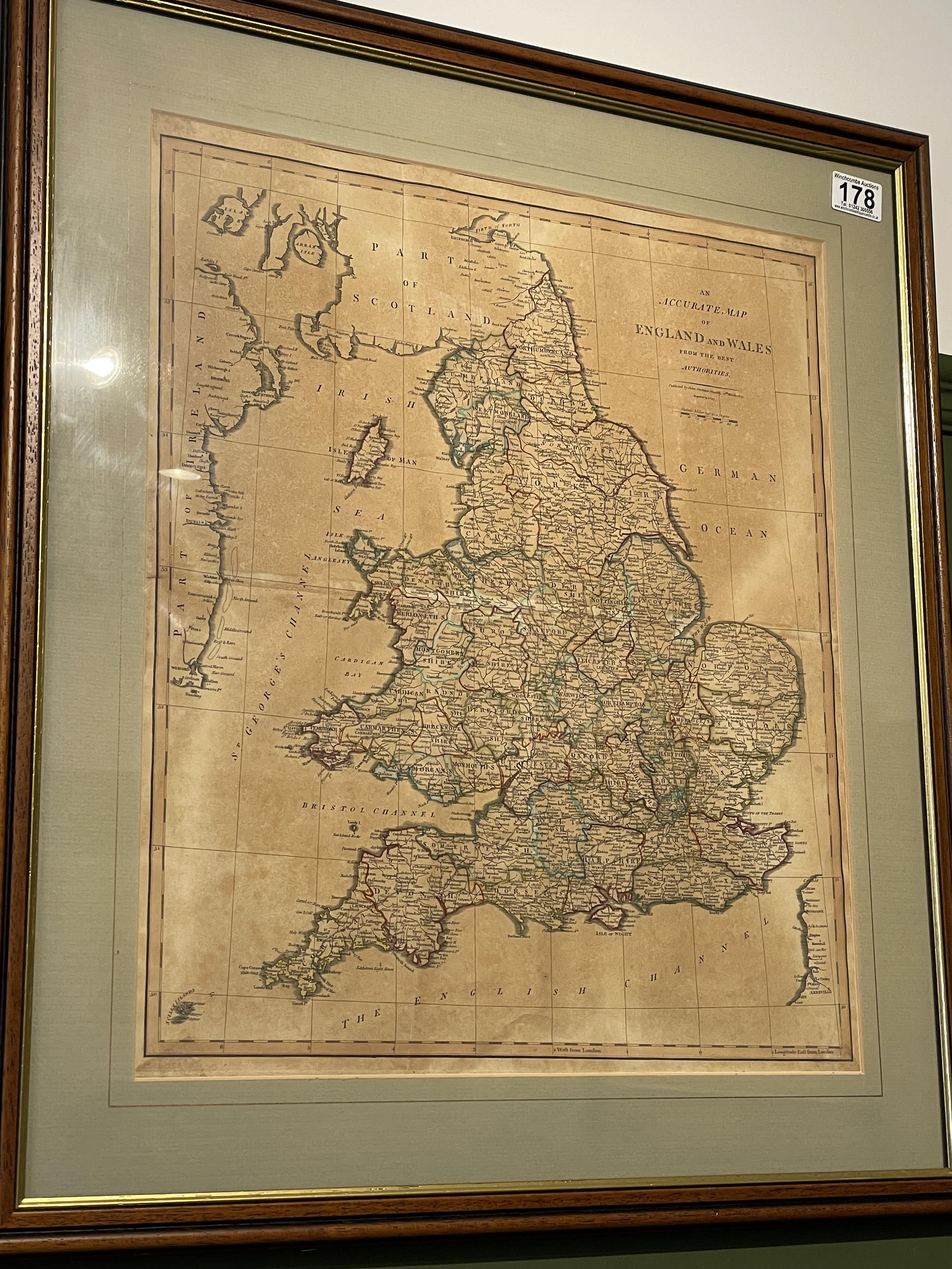 England And Wales Map.  Dated 1805