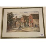 A 19th Century Watercolour With Arch Next To Pretty Houses