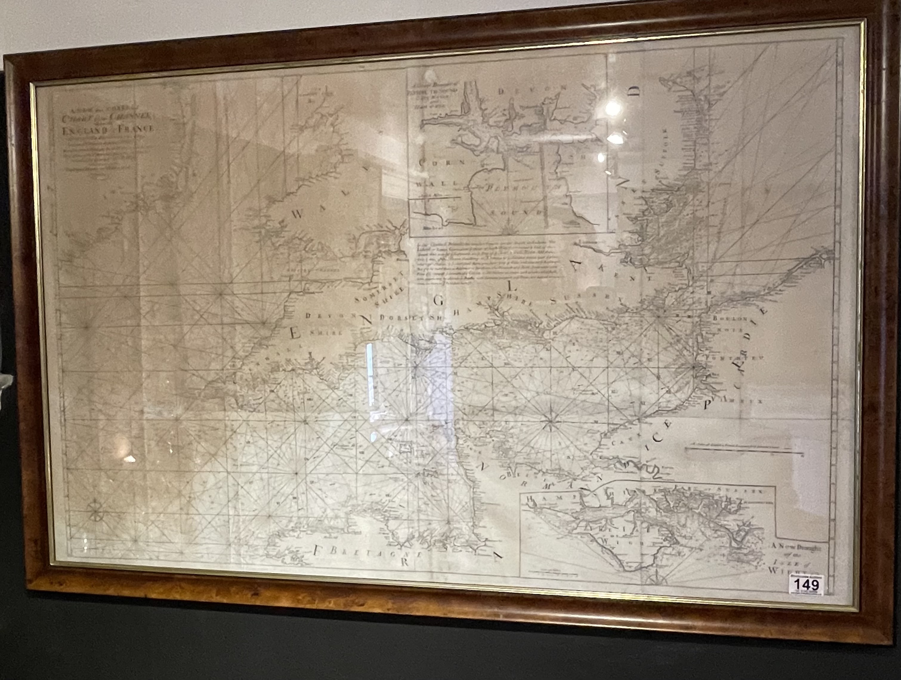 Circa 1764, Large 'Chart Of The Channel Between England And France'