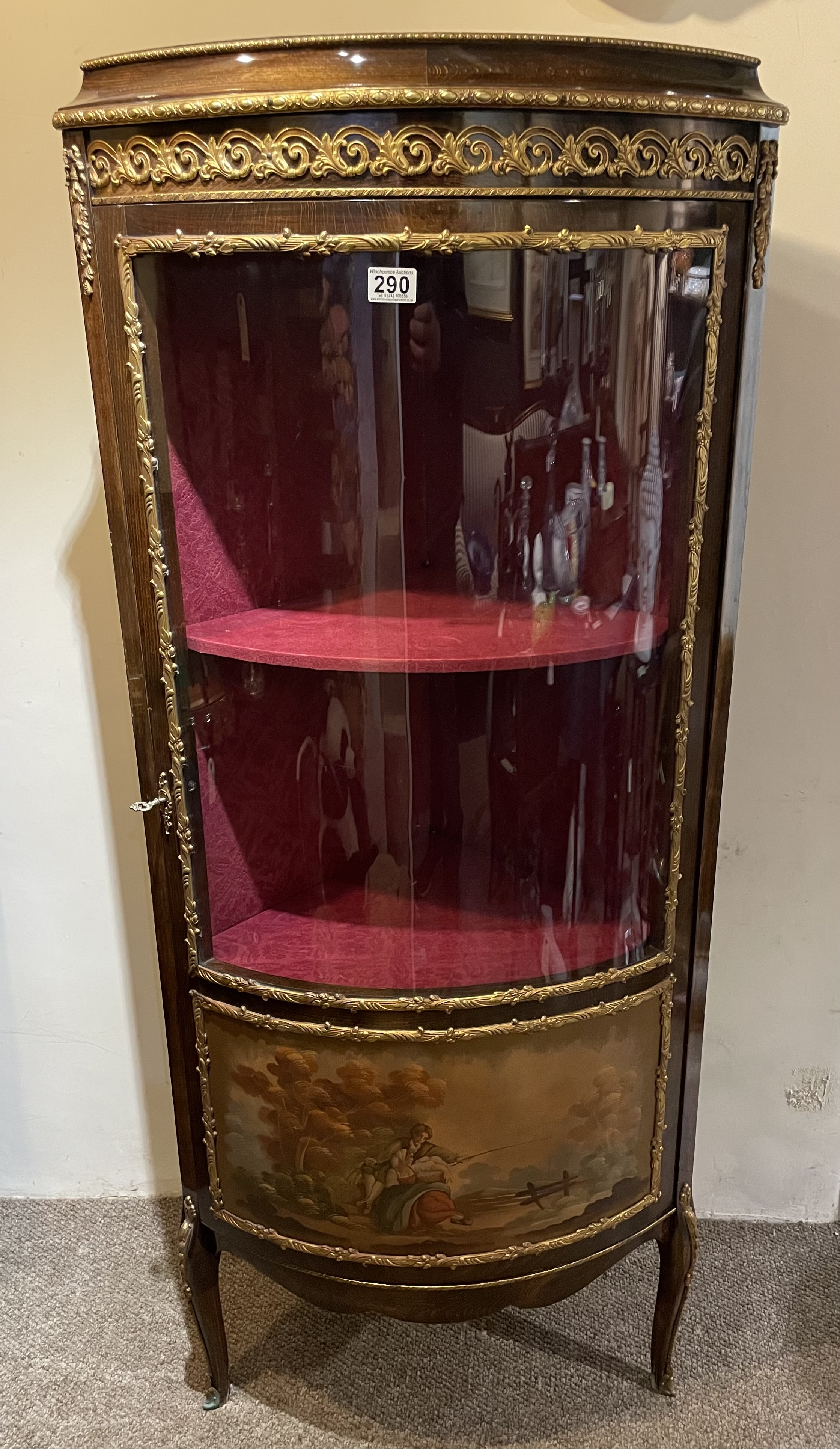 A French Louie Style Vitrine-Hand Painted Scene To Front