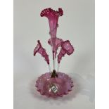 Victorian Four Branch Cranberry Glass Fluted Epergne