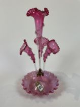 Victorian Four Branch Cranberry Glass Fluted Epergne