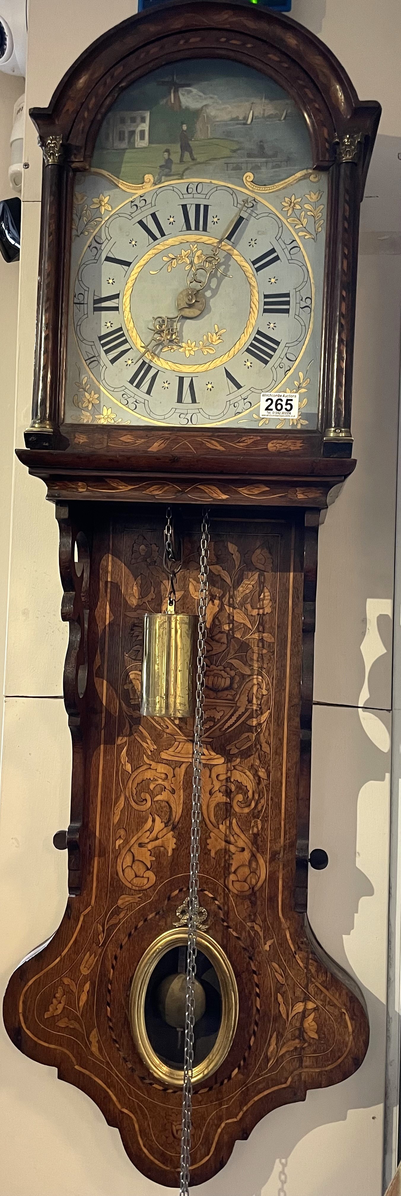 A 19th Century Dutch Marquetry Inlaid Wall Clock