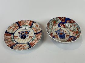 Imari Bowl And Plate With Blue, Green And Red Decoration