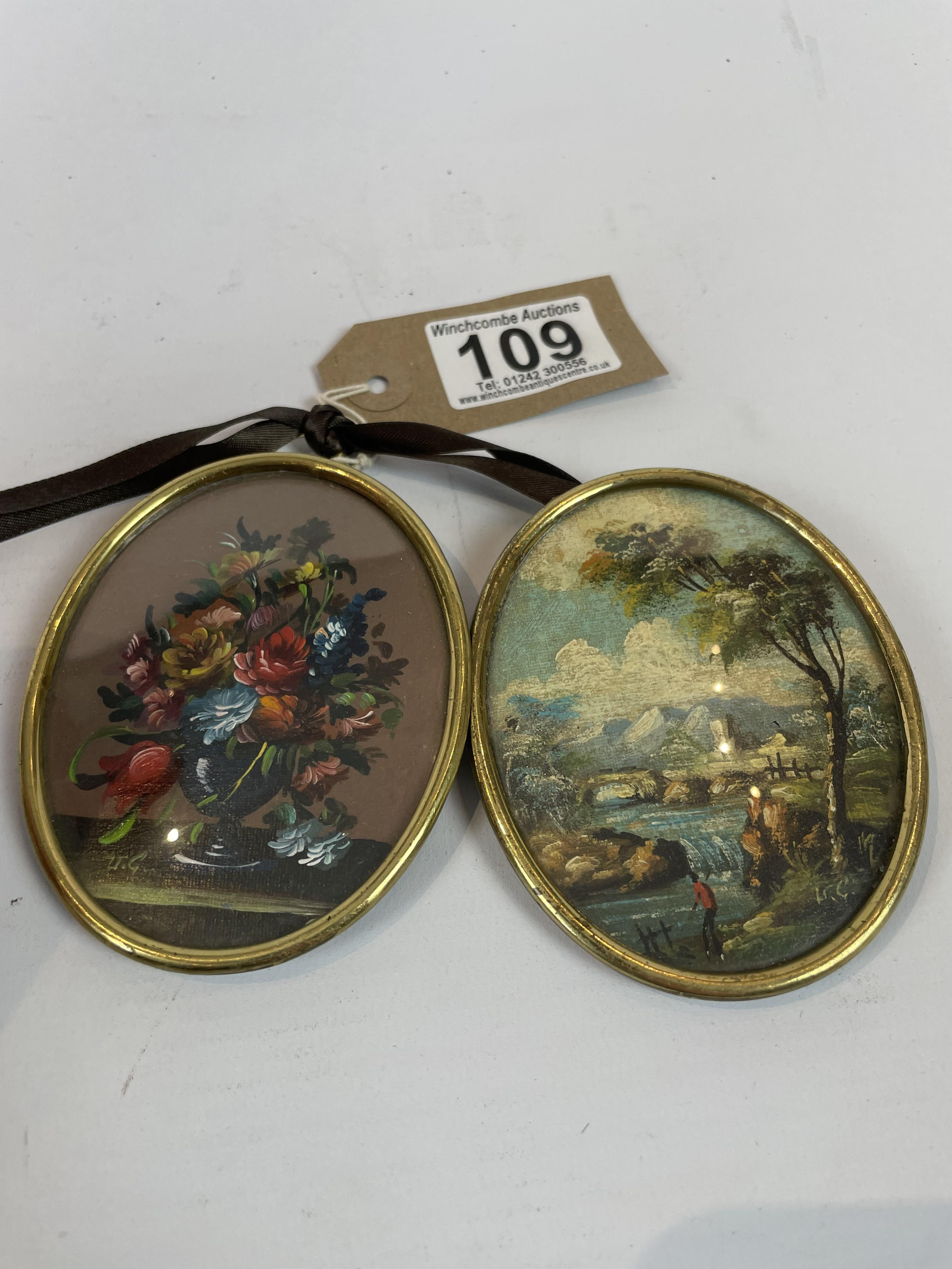 A Pair of Hand Painted Miniatures by Italian Artist V.Gualotti