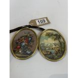 A Pair of Hand Painted Miniatures by Italian Artist V.Gualotti