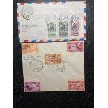 Stamps of Ethiopia: Two covers from 1940s with full sets, one first day of 1949 exposition.