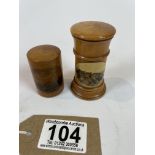 Two Mauchline Ware Treen Cylinder Boxes