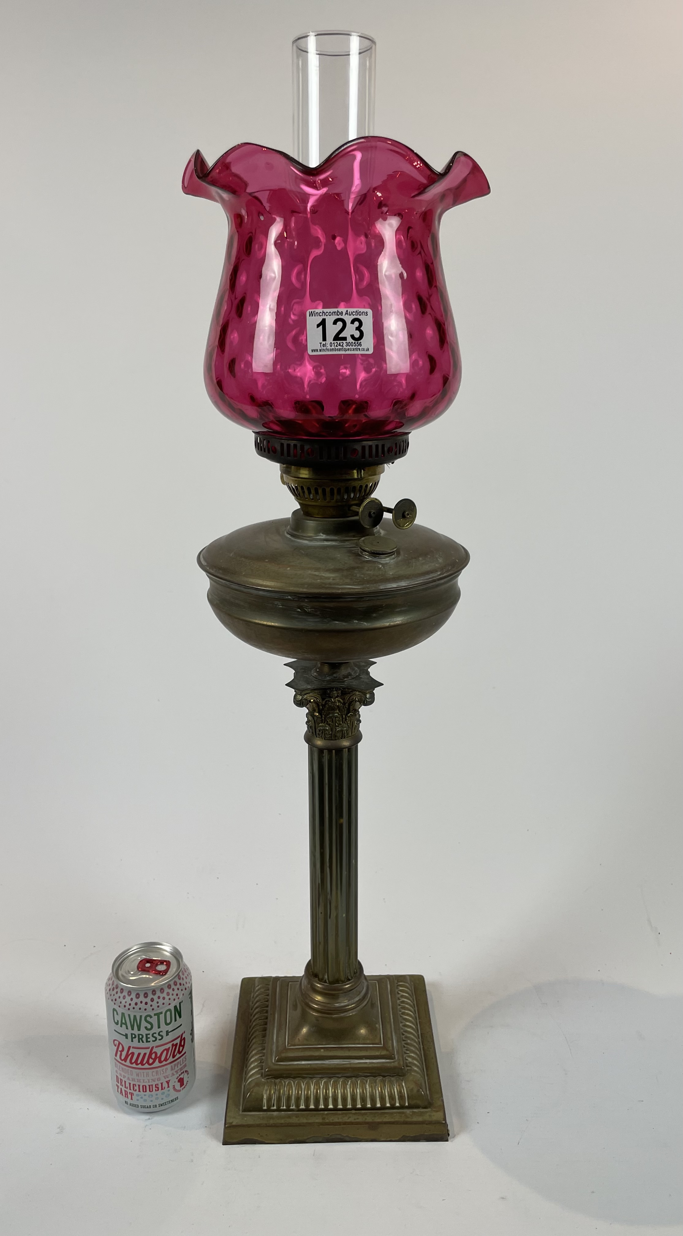 Large Corinthian Column Oil Lamp