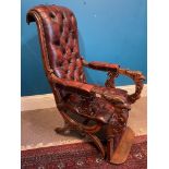 A Quality 19th Century Studded Leather Library Reclining Chair