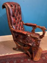 A Quality 19th Century Studded Leather Library Reclining Chair