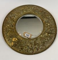 Brass Circular Framed Mirror
