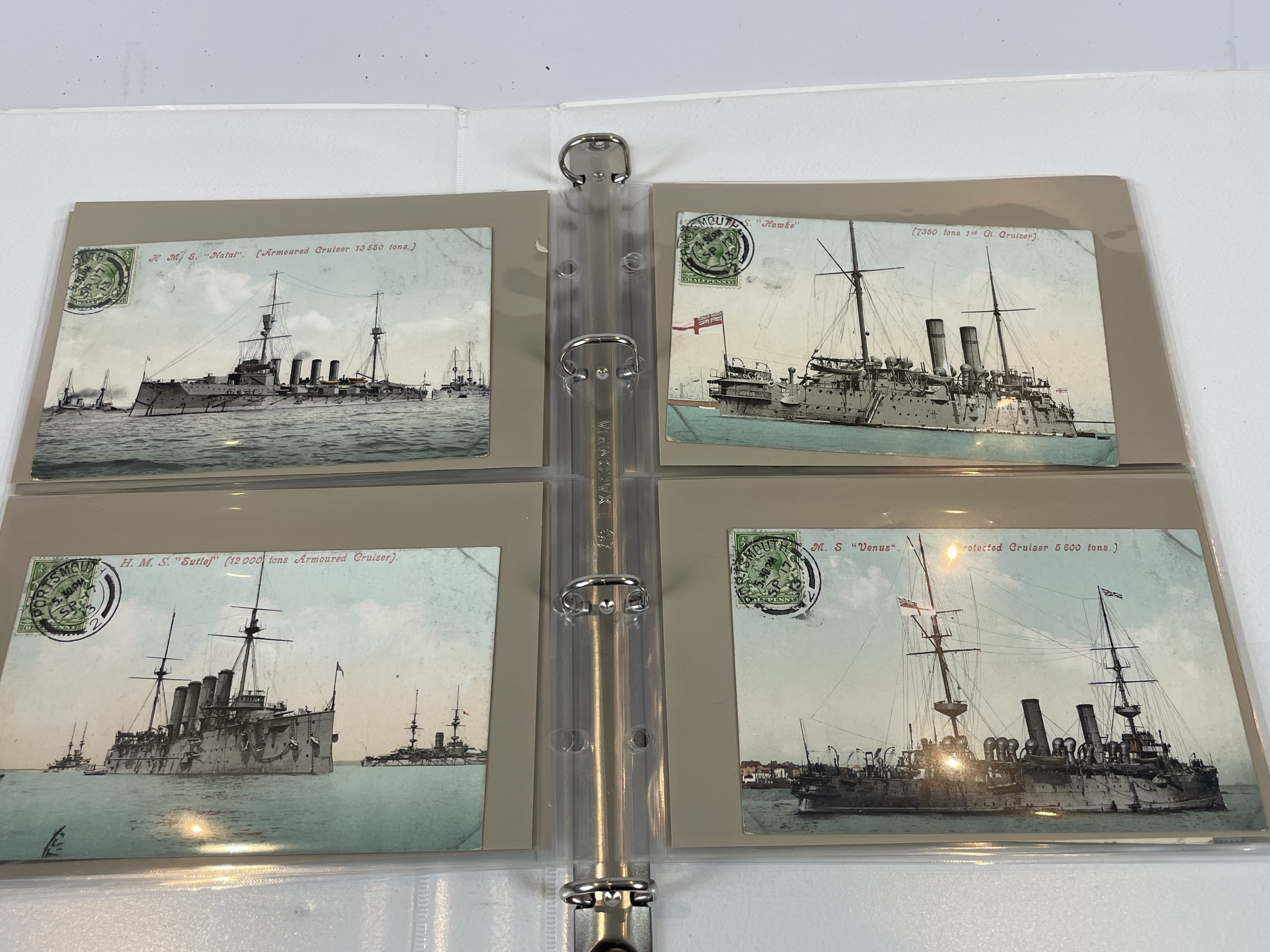 Folder Of Postcards Of First World War Battleships All Used
