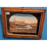 A Victorian Cork Picture Of Conway Castle In Burr Maple Frame