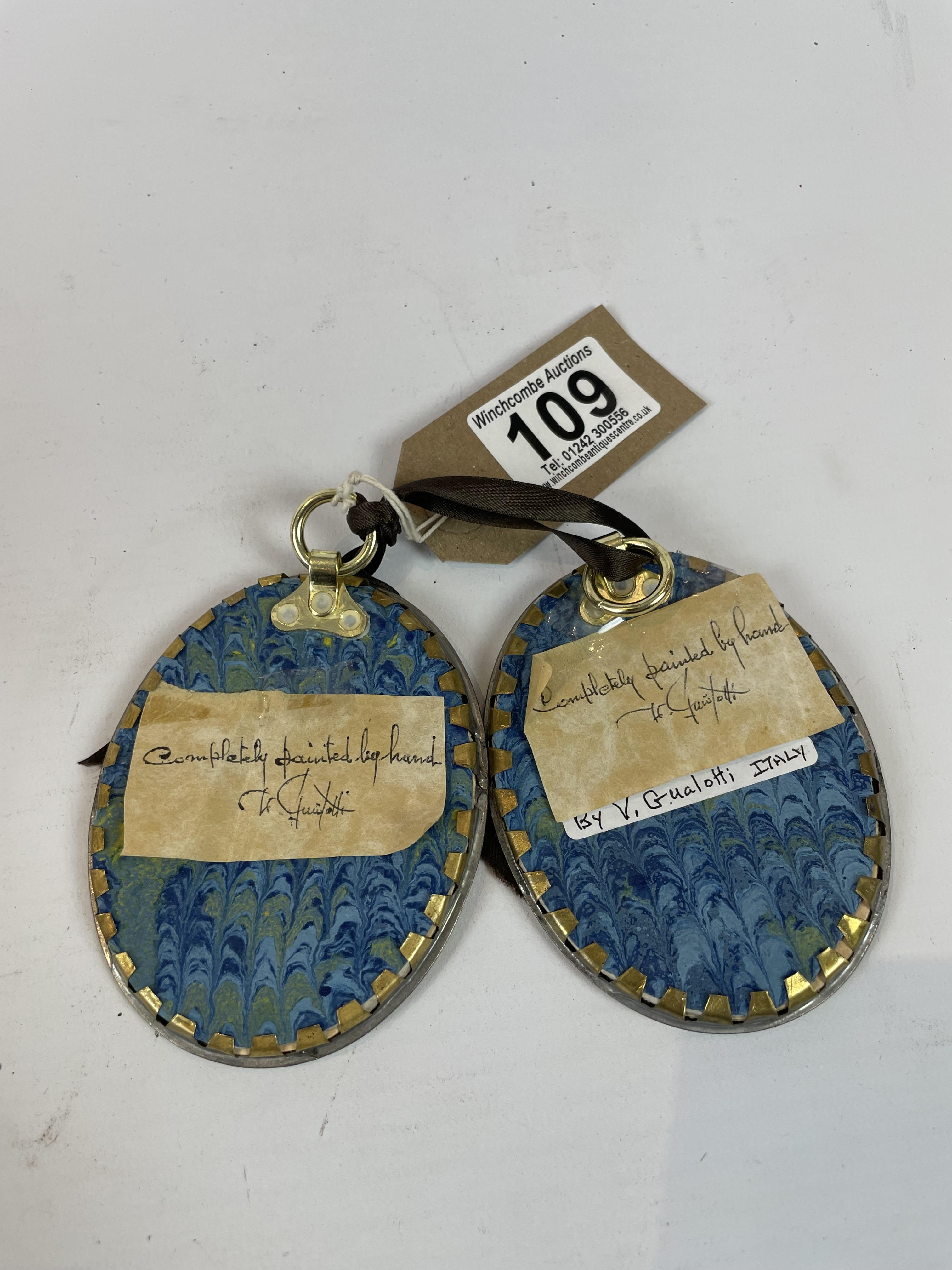 A Pair of Hand Painted Miniatures by Italian Artist V.Gualotti - Image 2 of 2
