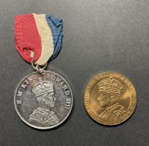 King Edward VIII commemorative medal dated 1937 in extra fine condition plus Coronation medal