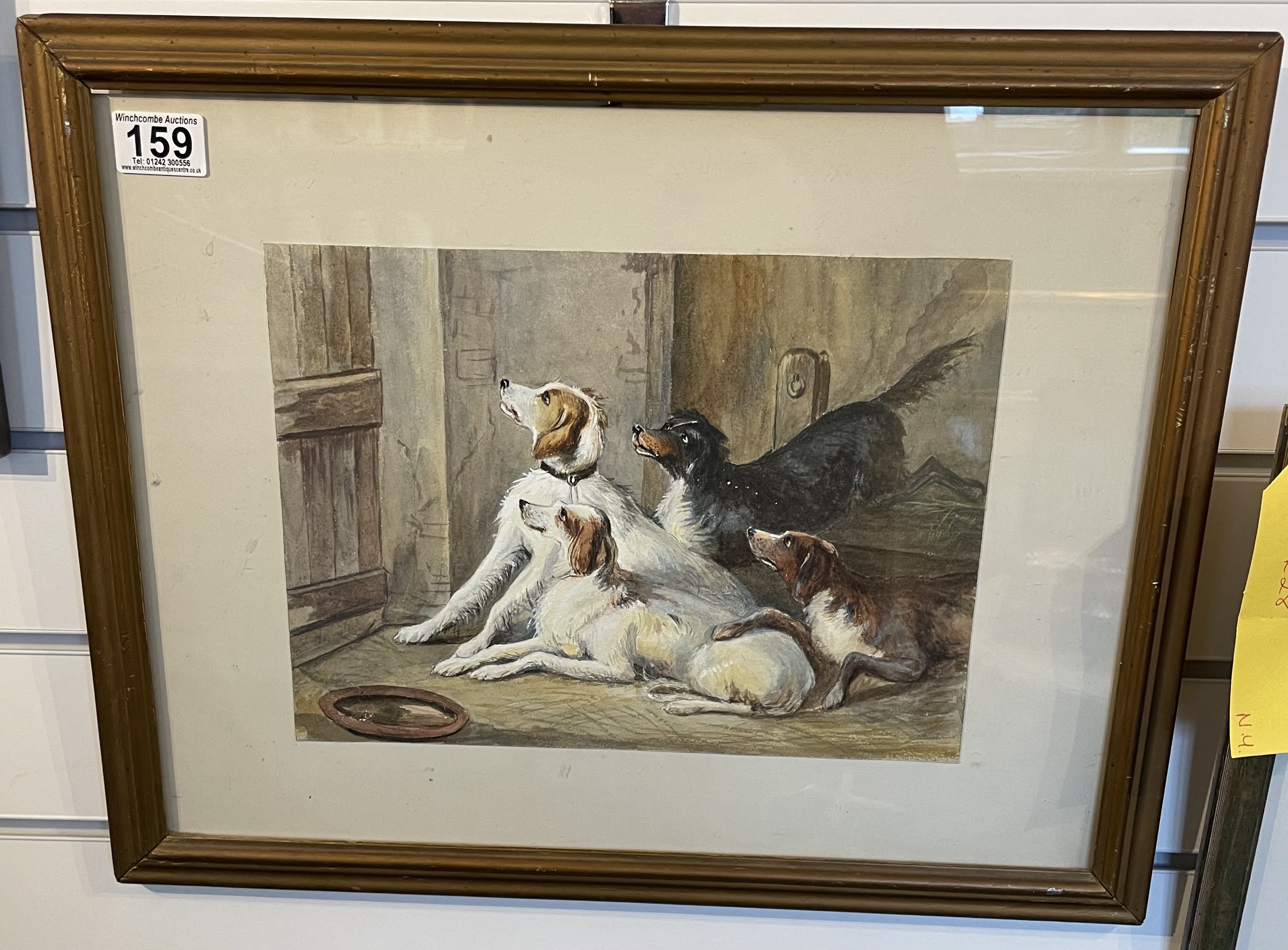 Watercolour Of Huntig Dogs. Circa 1900