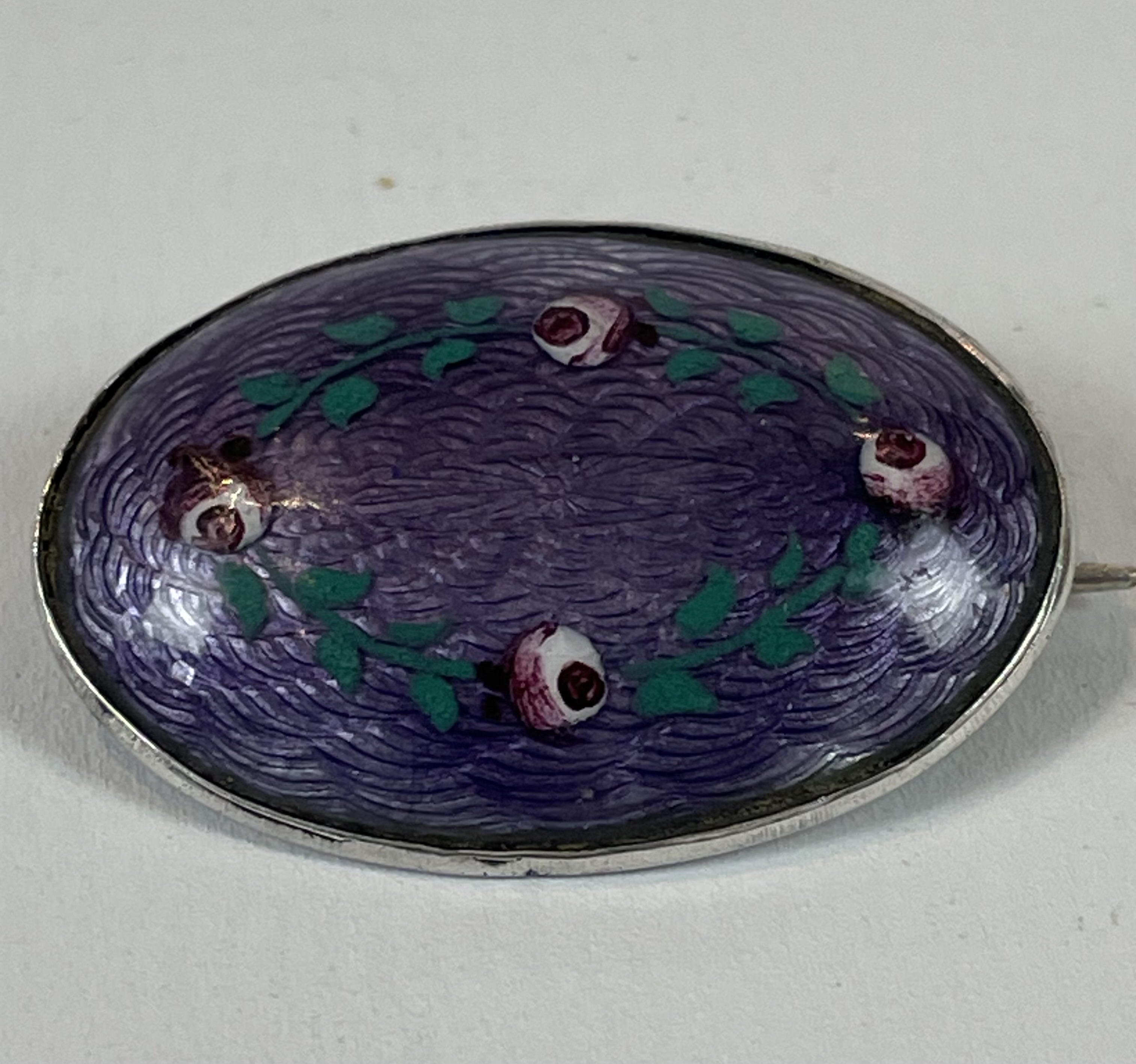 Silver Enamelled Brooch with Floral Wreath dated 1916