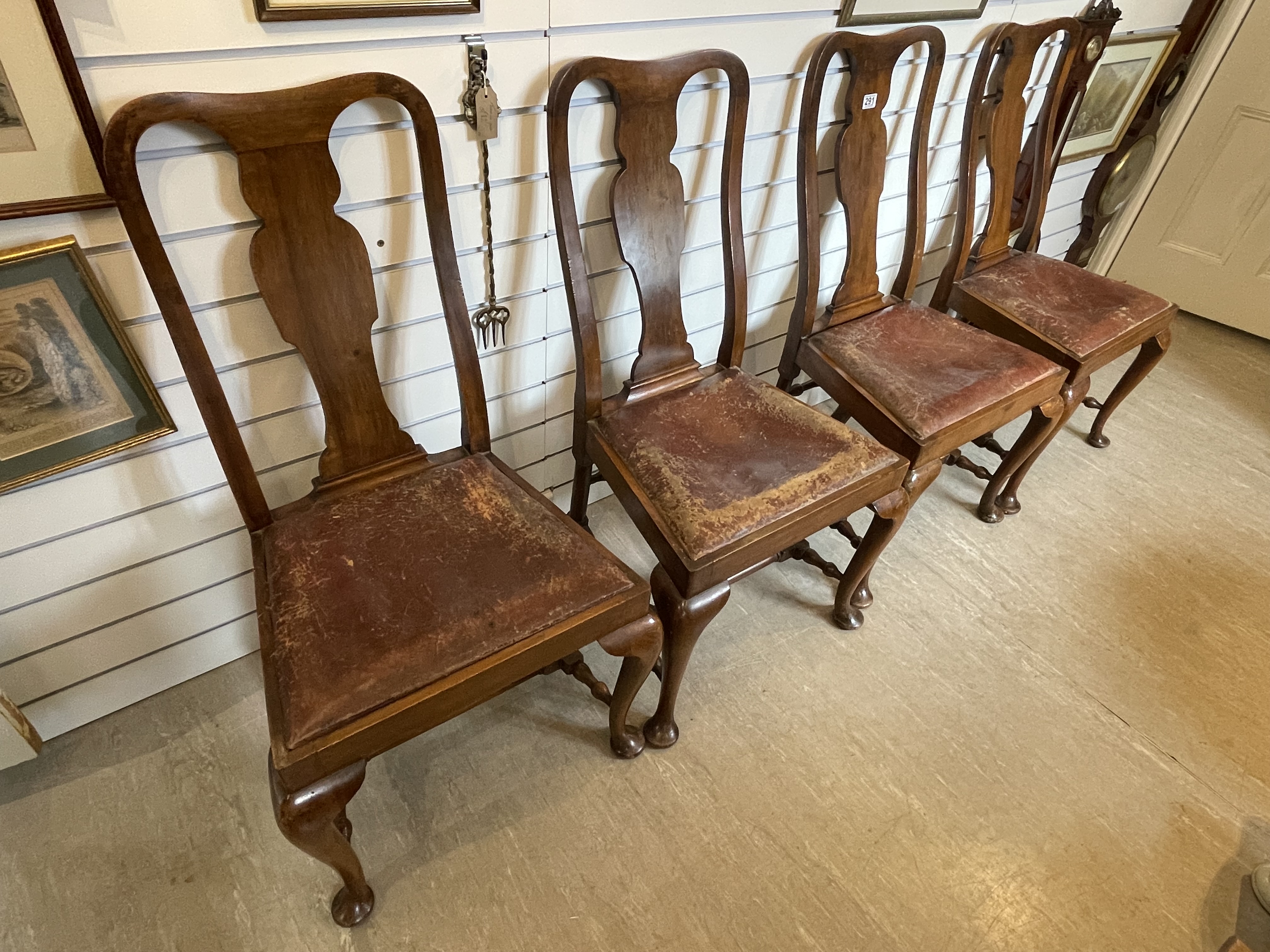Four Georgian Splat Back Chairs With Pad Feet
