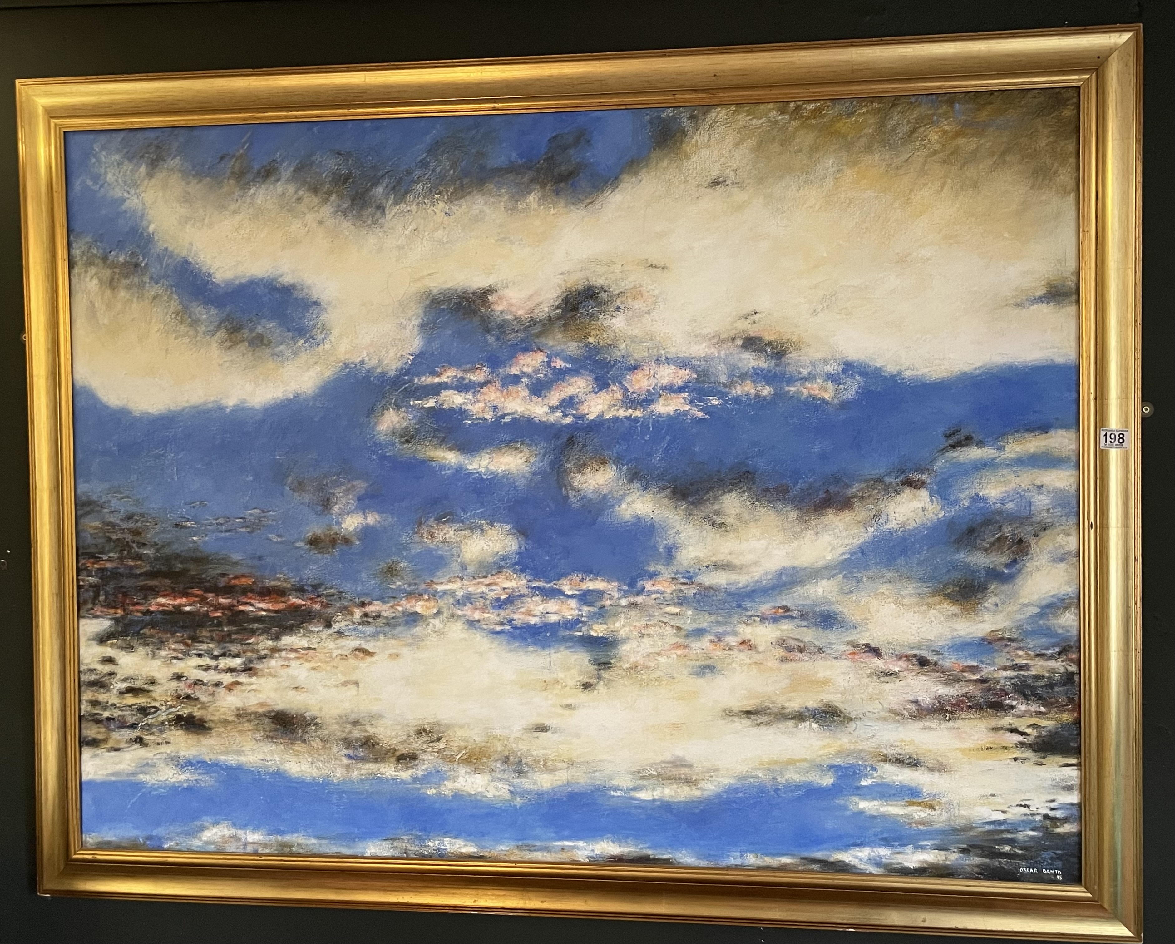 A Large Painted By Oscar Bento 95 'Blue Sky'