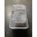Box of 40 silver and other GB and World coins from 1800s on in variable condition.