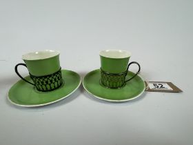 A Pair Of Shelley China Cups and Saucers with Silver Surround and Handle