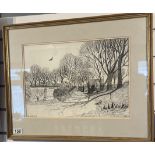 Pen And Ink Study Of A Country Scene. Signed