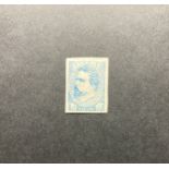 Stamp of Spain: Imperforate period reprint of 1873 Carlist issue mint 1 R pale blue