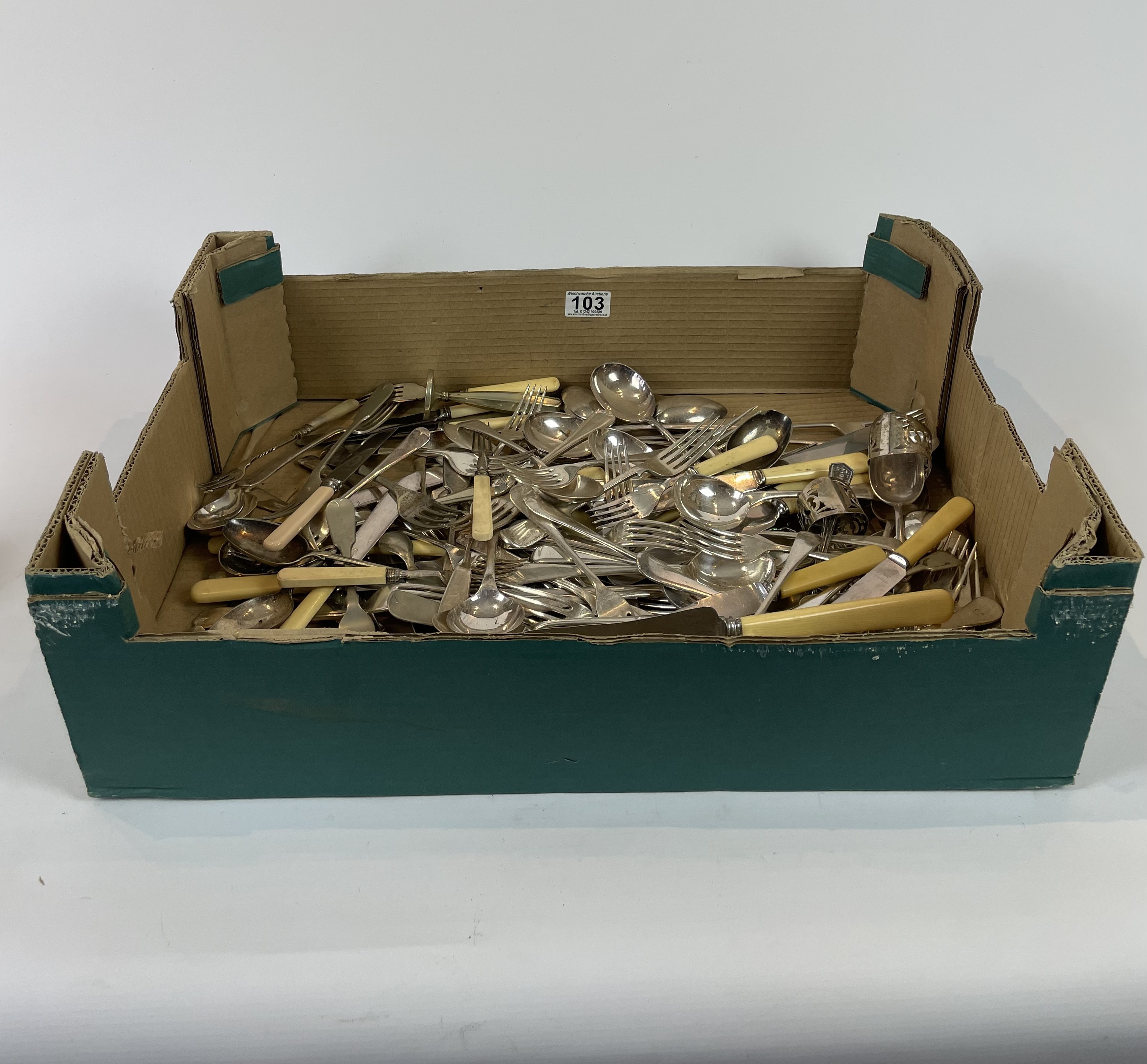 Box Of Miscellaneous Silverplate Cutlery