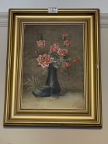 Still Life Of Flowers In Vase In Gilt Frame BY R.A. Allen 1927