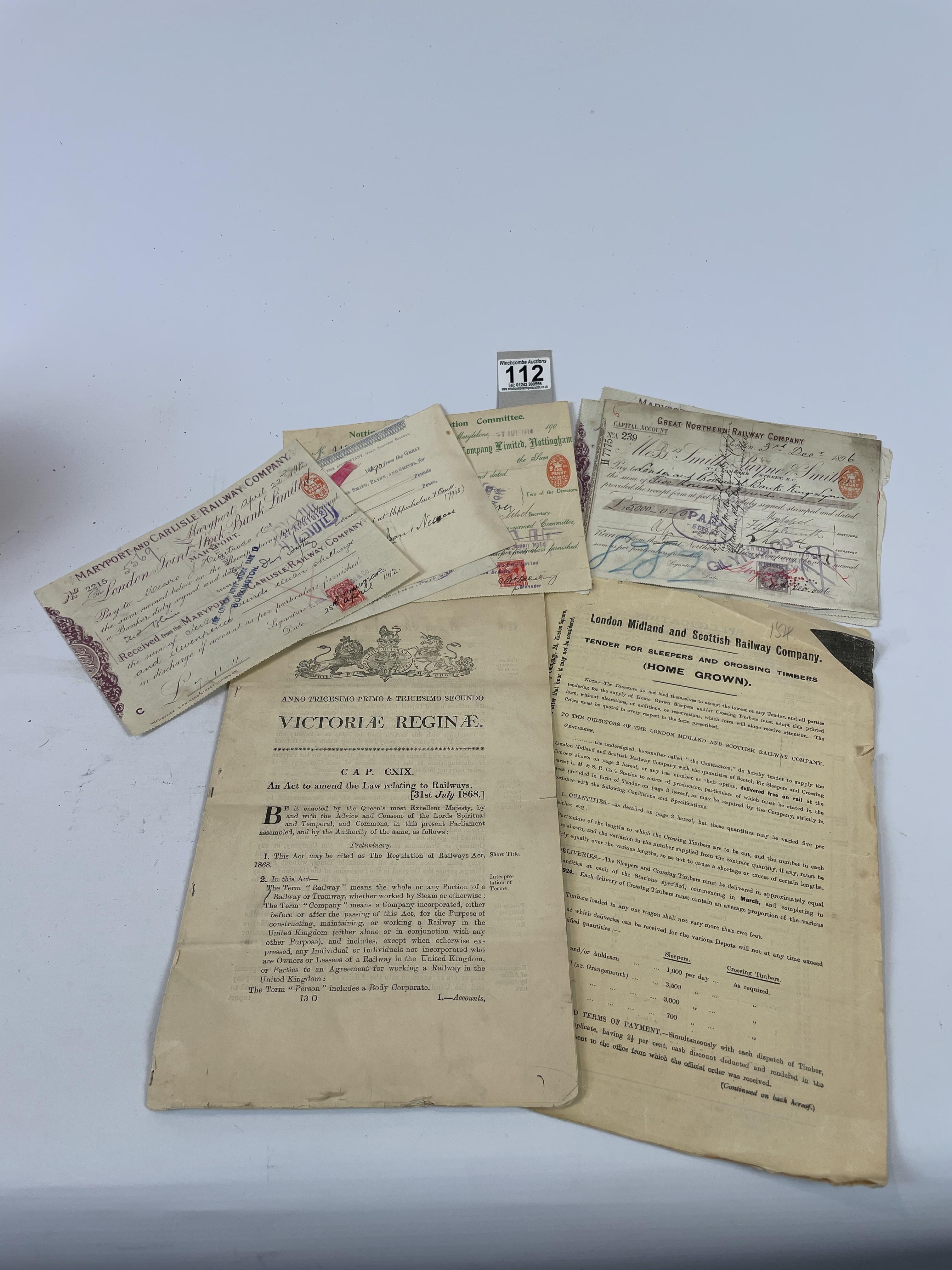 Train Memorabillia including receipts from 1896