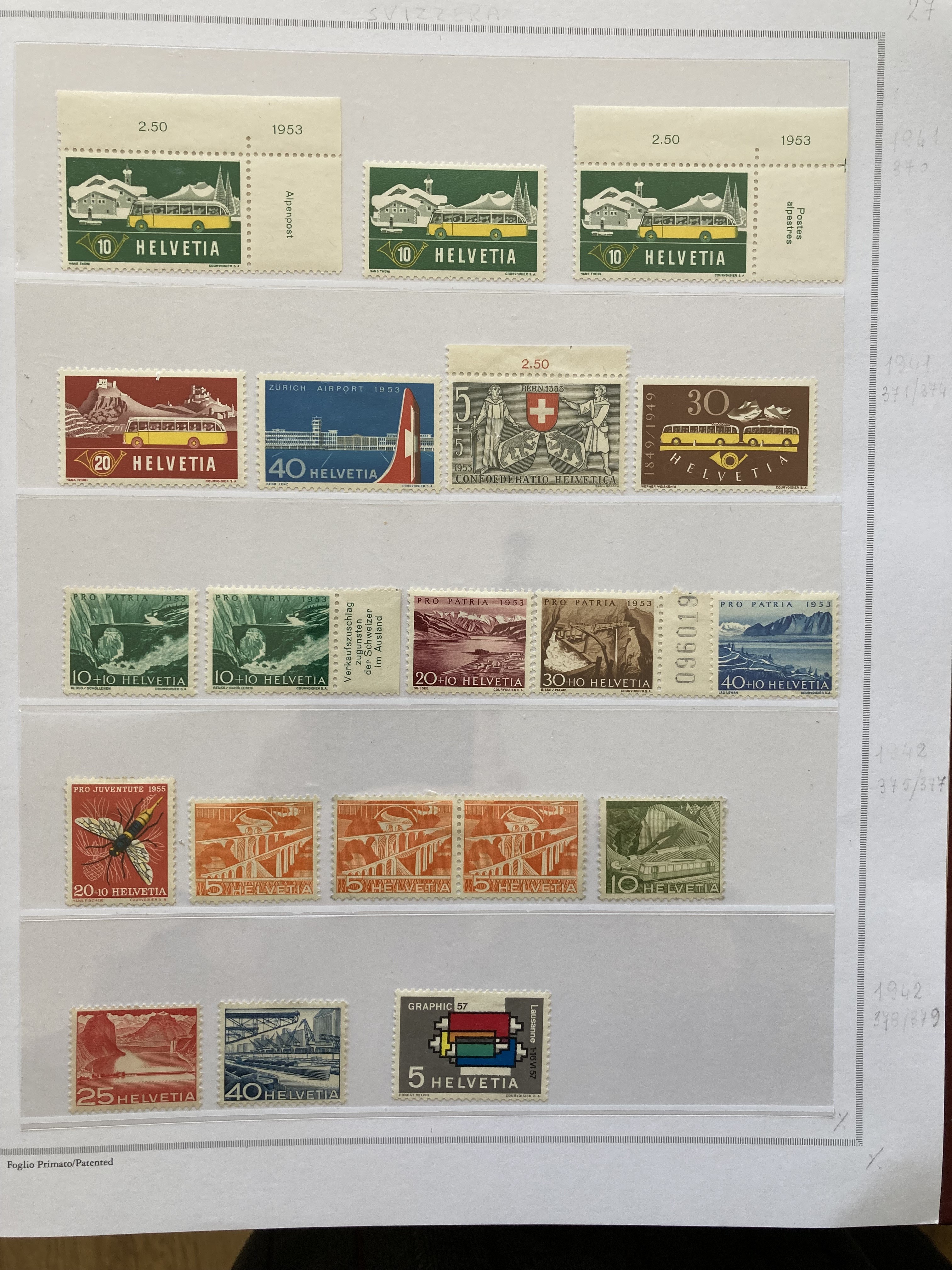 Swiss stamps: Old Francia album with 23 pages of mint definitive. - Image 22 of 23