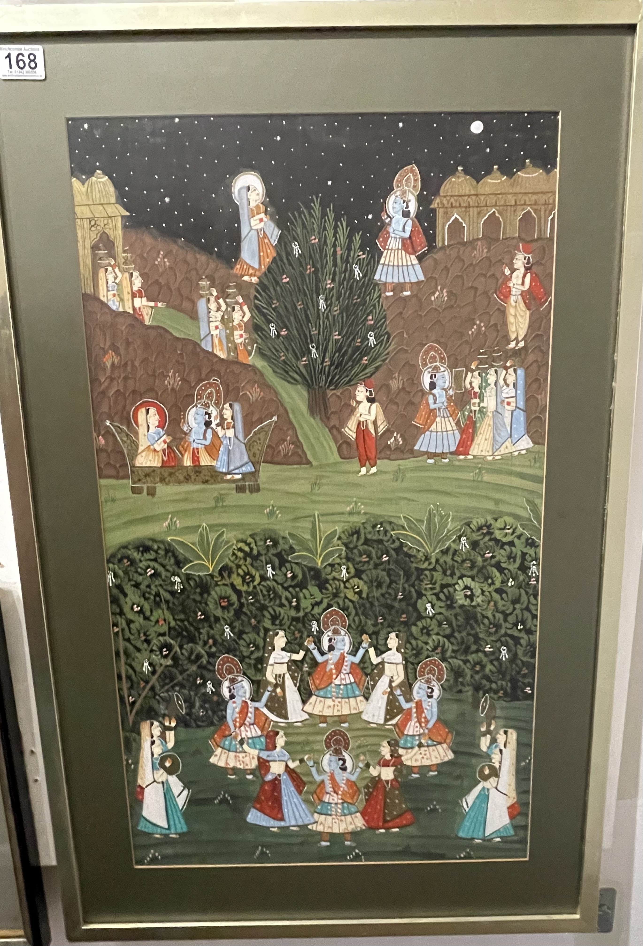 An Indian Gouache Study With Eight Dancing Figures