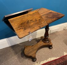 An Early Victorian Rosewood Reading/Music Table With Adjustable Height