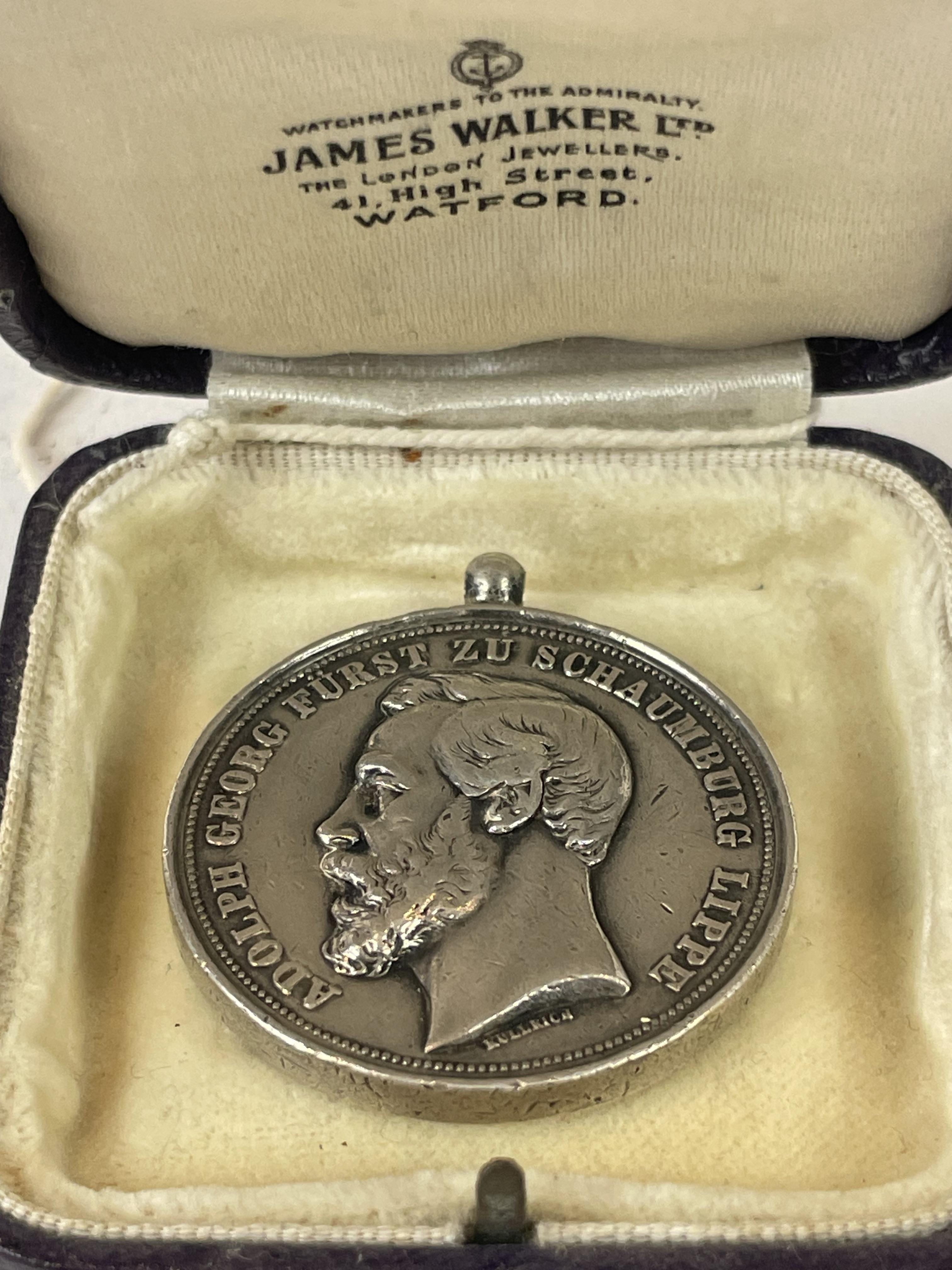Silver Medal Awarded By Prince George Adolph, Germany 1885-1890