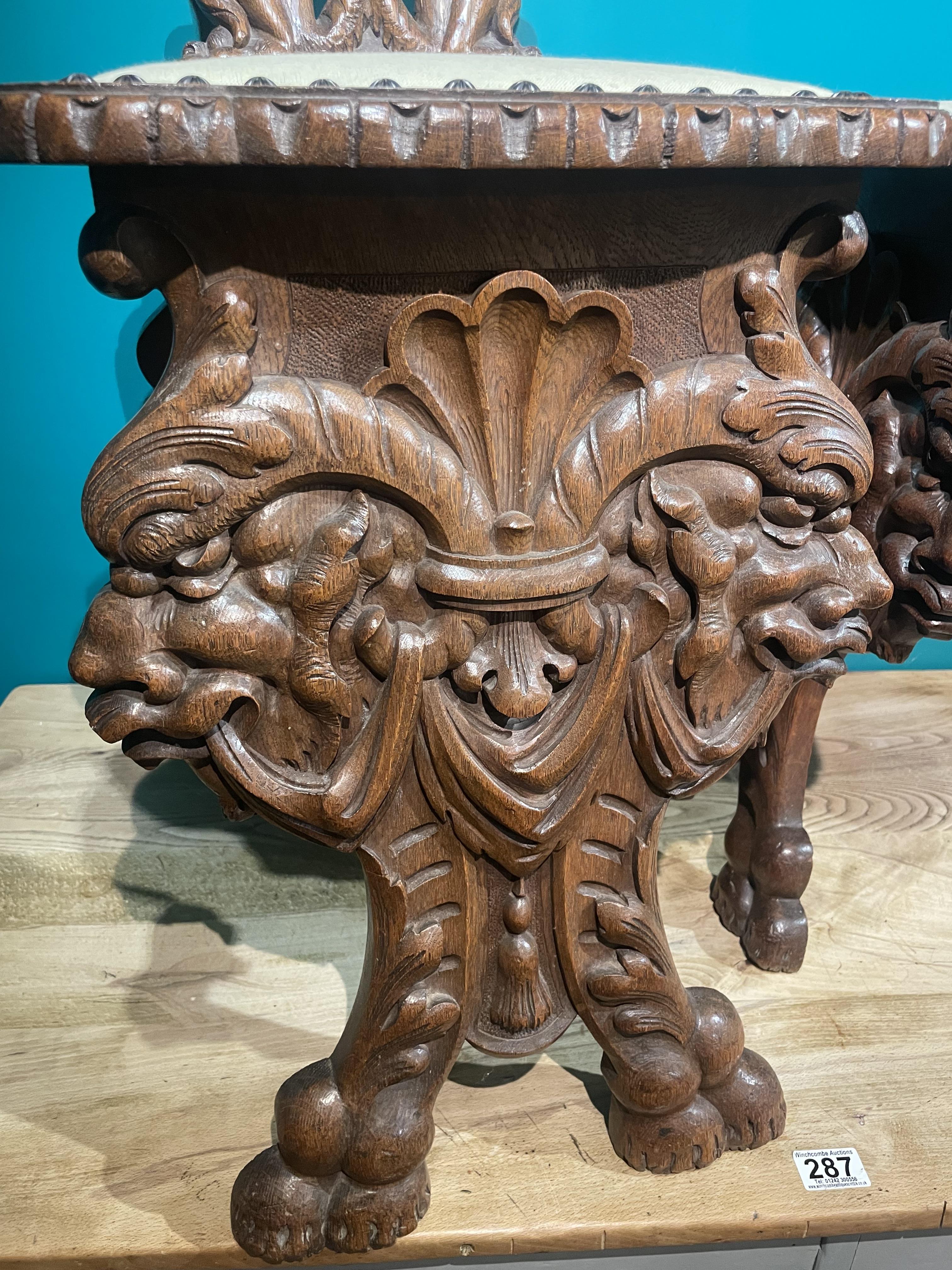 A Pair Of Continental Sgabello Chairs, Heavily Carved With Grotesques And Cherubs. - Image 6 of 7