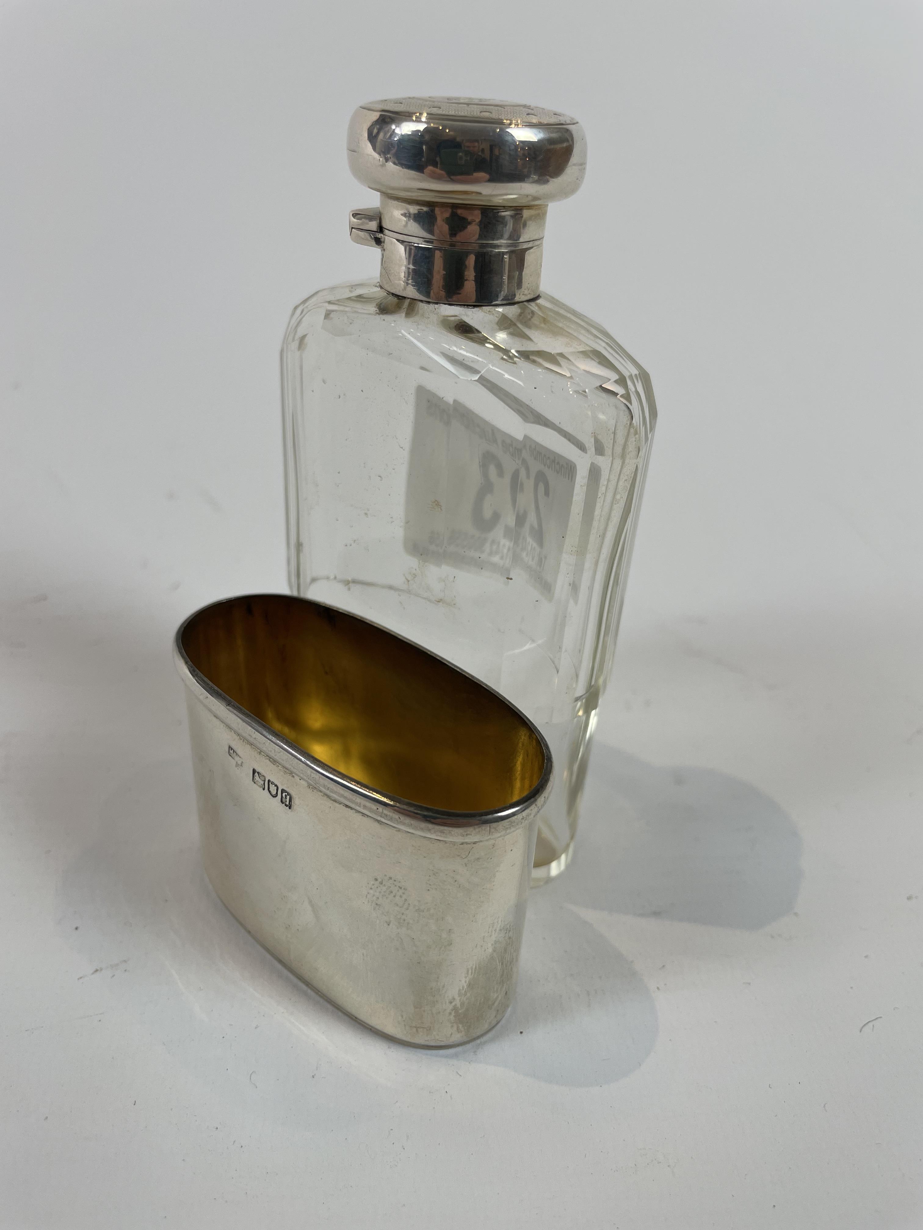 Maplin and Webb Silver and Glass Hip Flask - Bild 2 aus 5