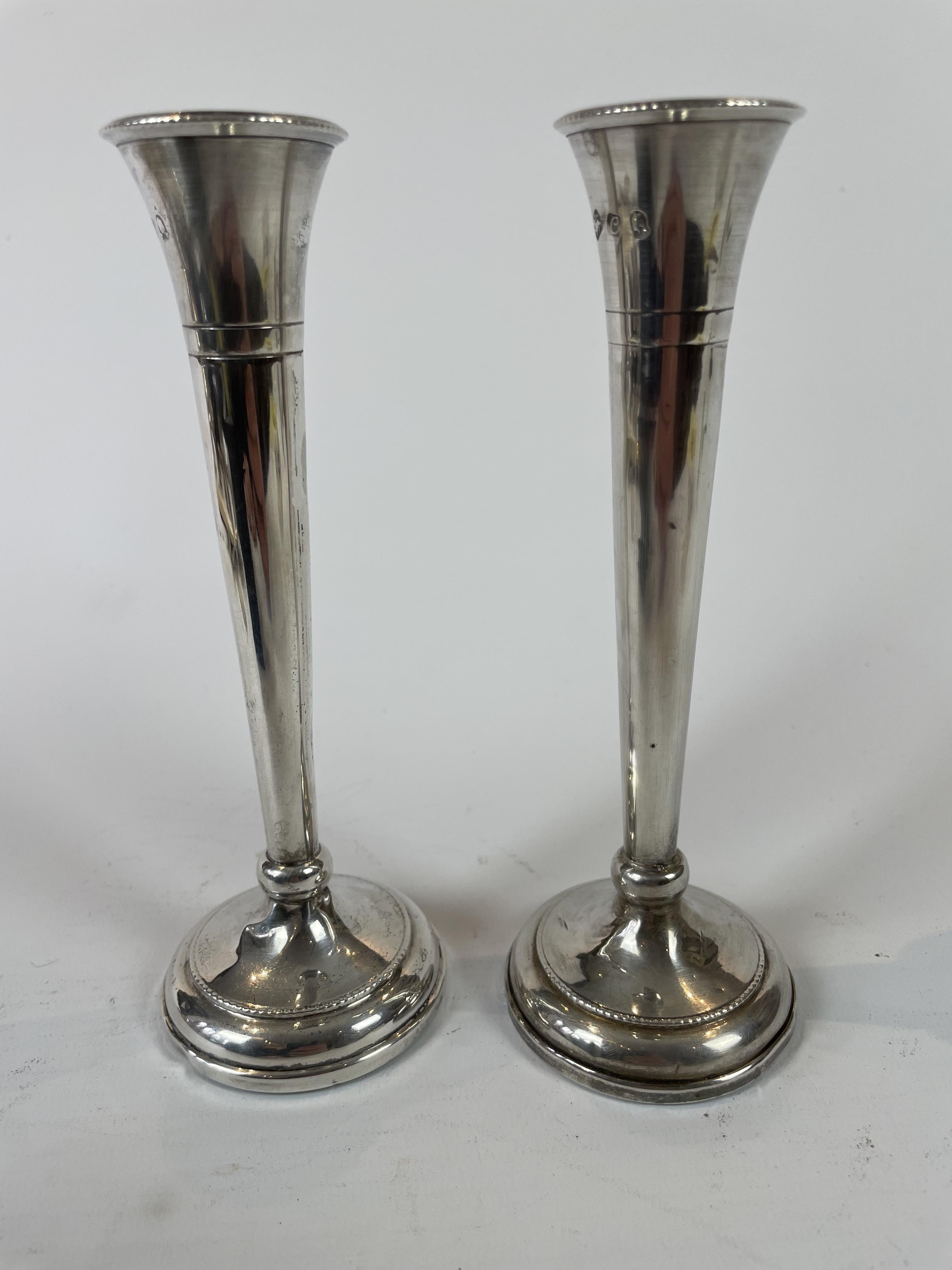 pair of Silver Bud Vases 