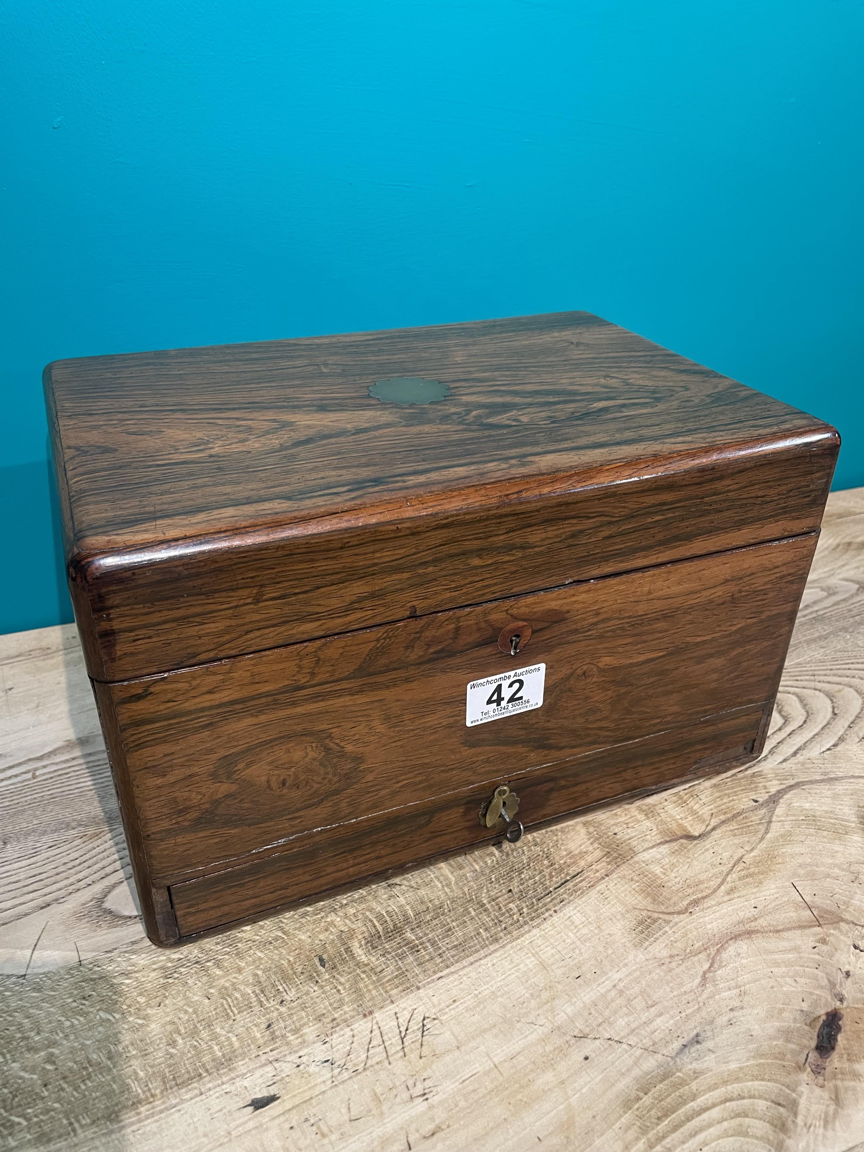A Rosewood Vanity Box With Silver Lidded Fittings. Dated London 1834 - Image 3 of 9