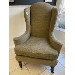 A Period Wing Back Chair In A Queen Ann Style