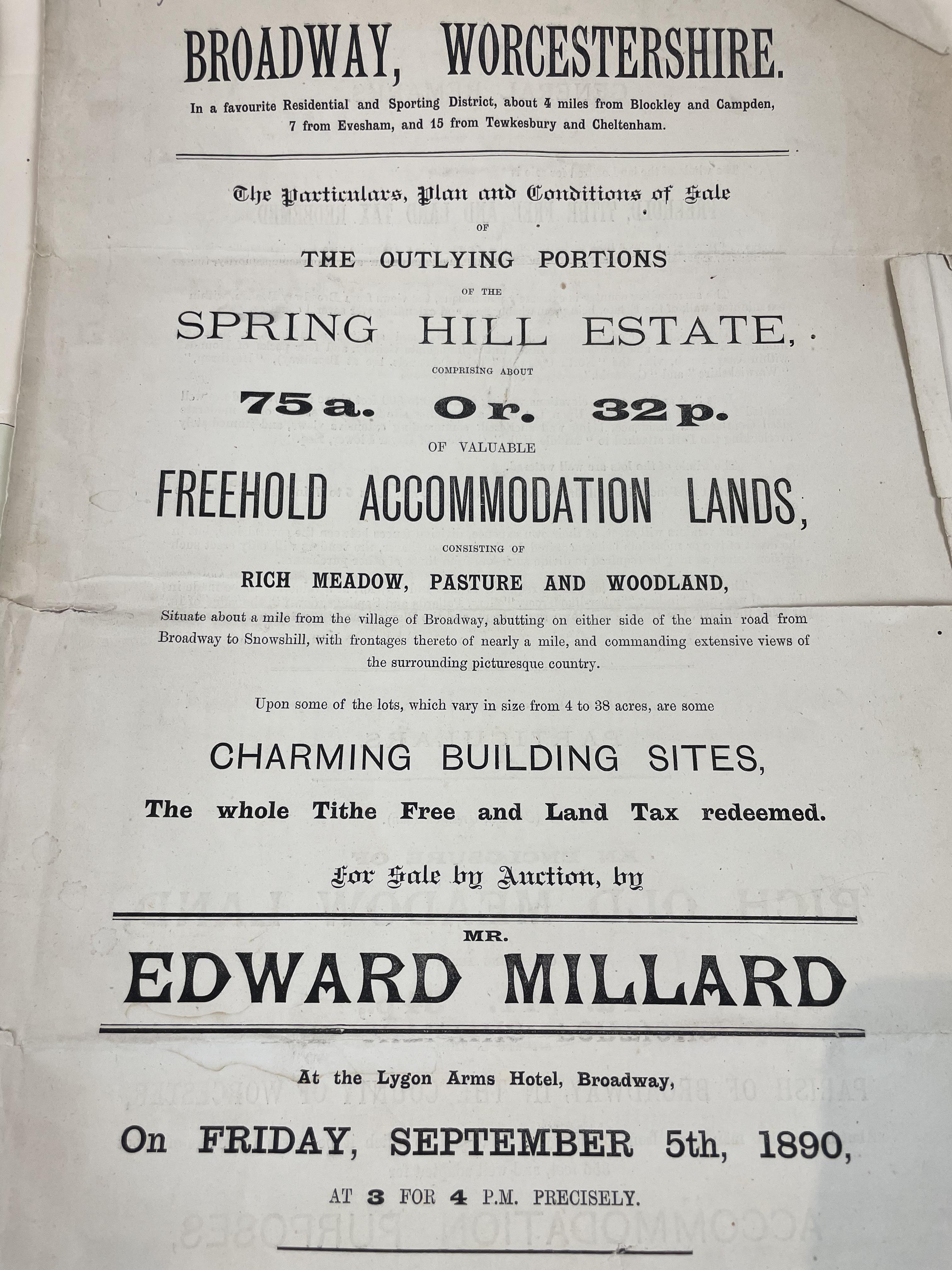 Sales Paticulars for Part Of Spring Hill Estate Dated 1890 - Image 3 of 3