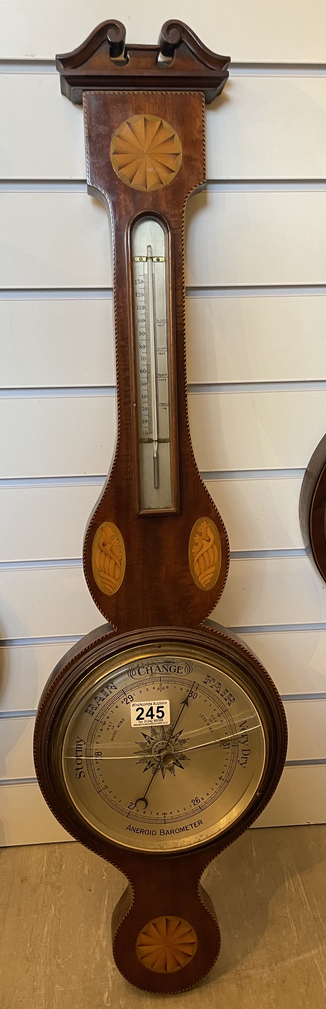 Inlaid Wheel Barometer With Shell Designs