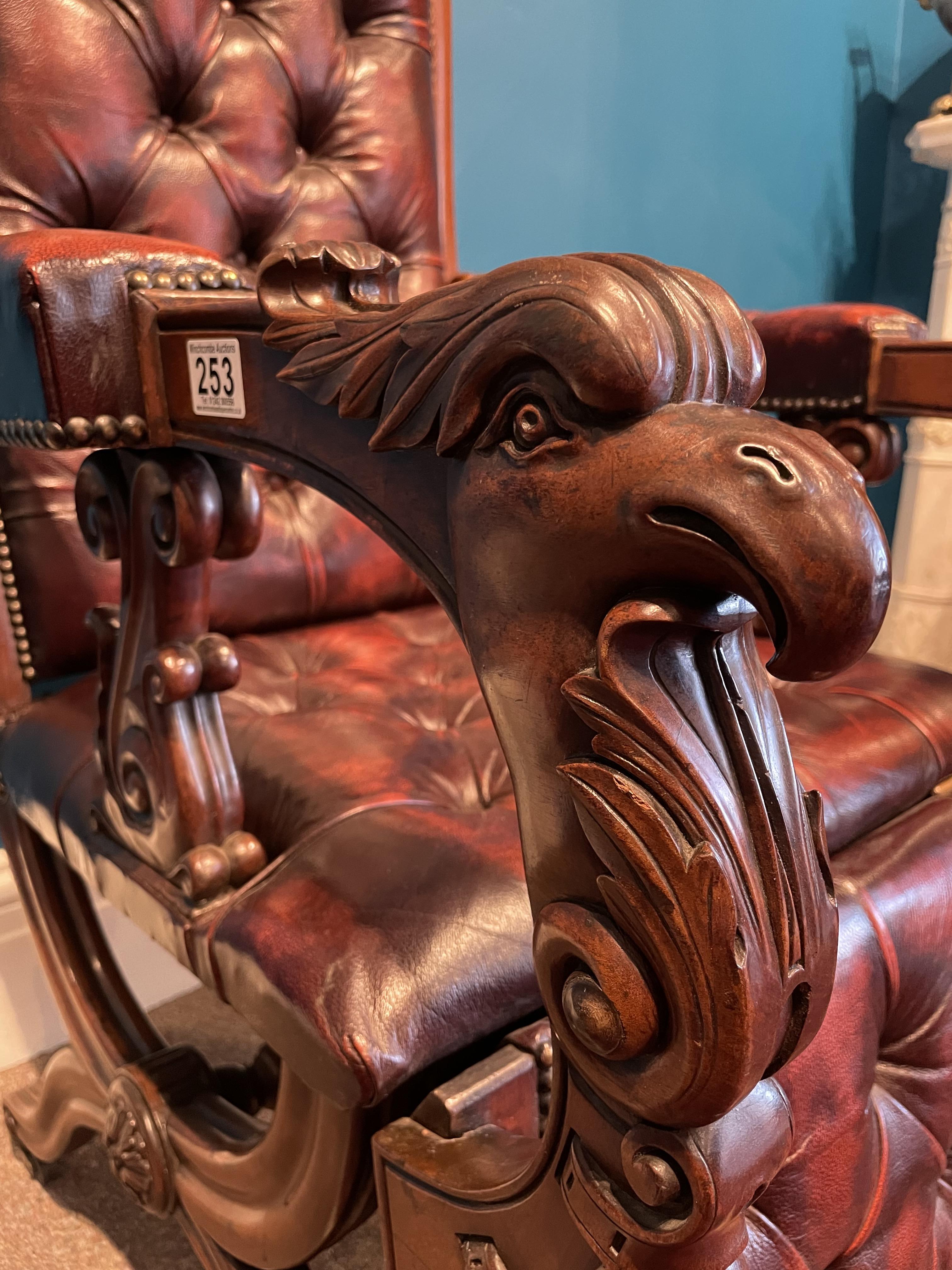 A Quality 19th Century Studded Leather Library Reclining Chair - Image 4 of 6