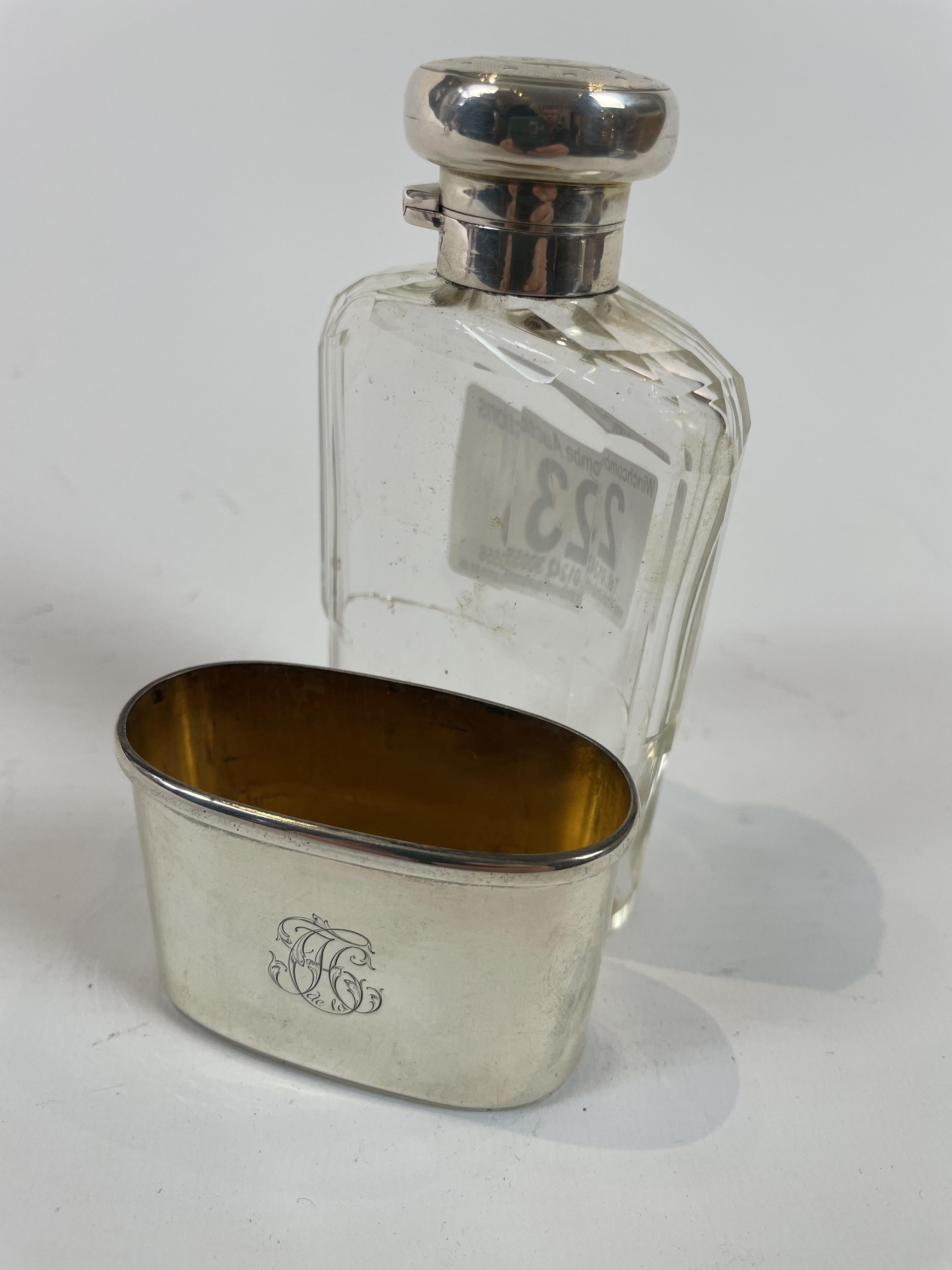 Maplin and Webb Silver and Glass Hip Flask - Bild 3 aus 5