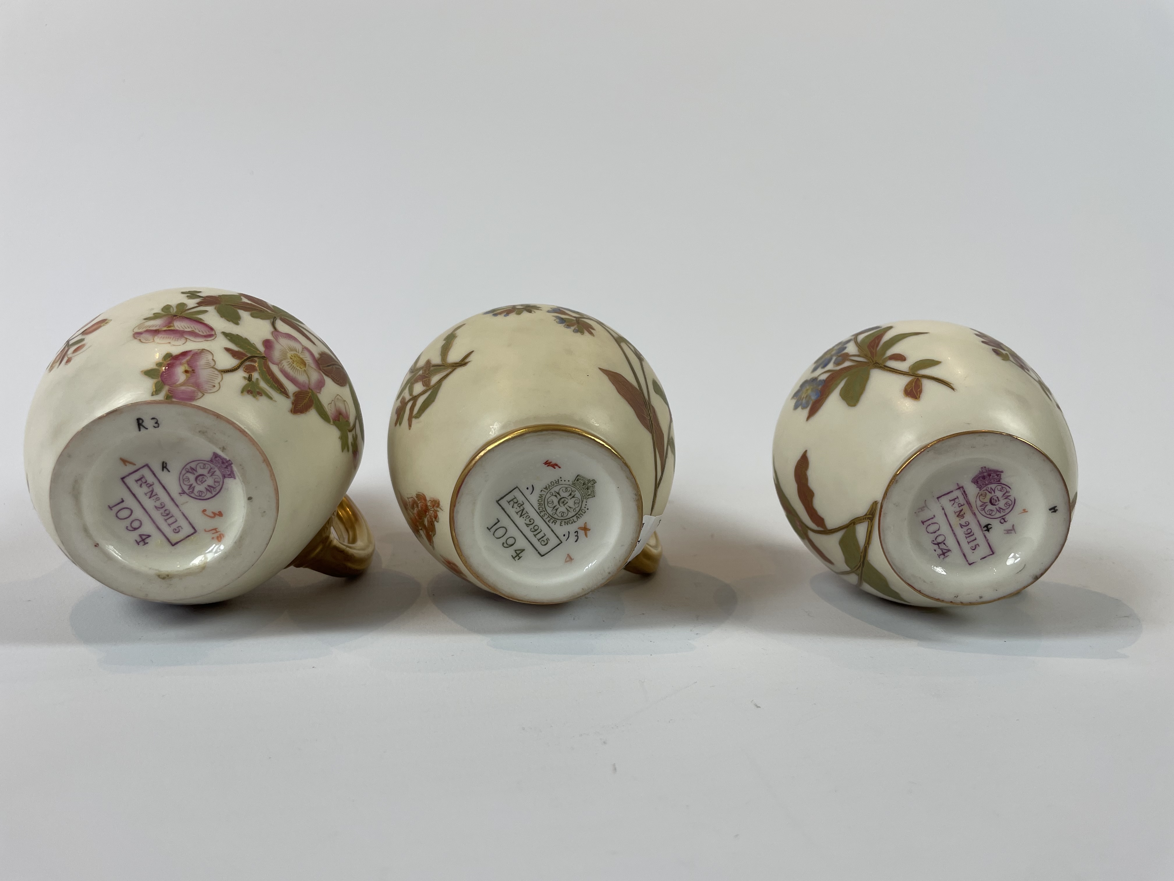 3 Royal Worcester Blush Ivory jugs - Image 2 of 3