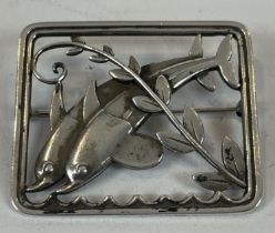 Georg Jensen Silver Dolphin Iconic Brooch No-251