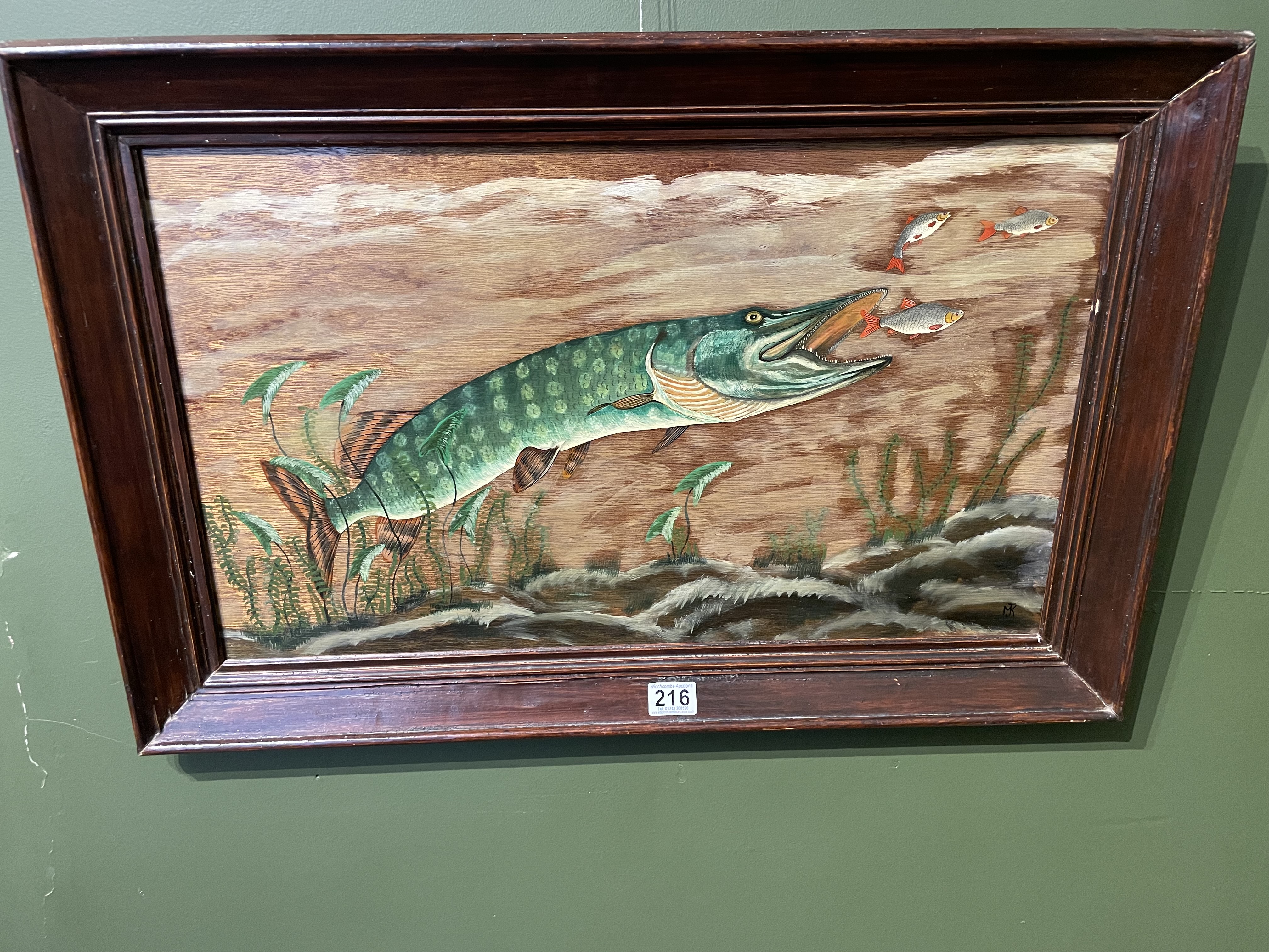 Signed Oil On Board Of A Pike